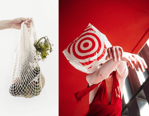 kafasına alışveriş poşeti geçiren kadın