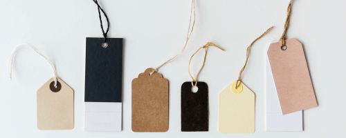 zestawienie papierowych metek od produktów