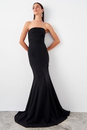 Trendyol - Siyah Renkli Drapeli  Abiye Elbise İndirimi